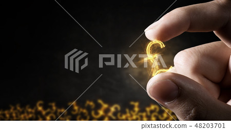 Money symbol between fingers Money symbol between fingers 48203701