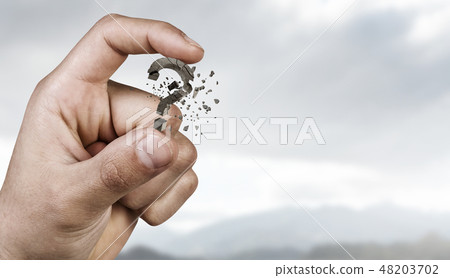 Question mark holden with fingers Question mark holden with fingers 48203702