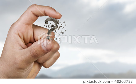Question mark holden with fingers Question mark holden with fingers 48203752
