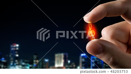 Music note between fingers Music note between fingers 48203753