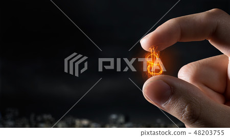Money symbol between fingers Money symbol between fingers 48203755
