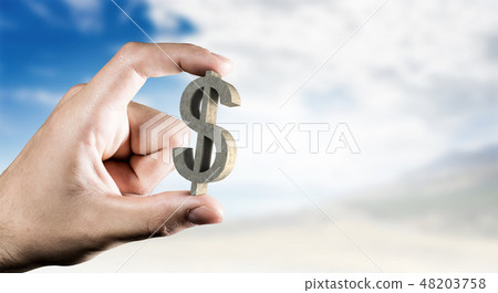 Money symbol between fingers Money symbol between fingers 48203758