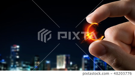 Money symbol between fingers Money symbol between fingers 48203776