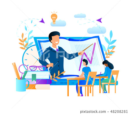 Students Sitting at Laptop Screen Watching Webinar 48208281