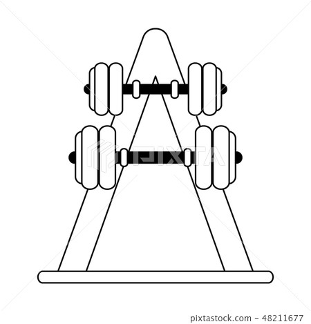 插图素材: gym dumbbells in stand in black and white