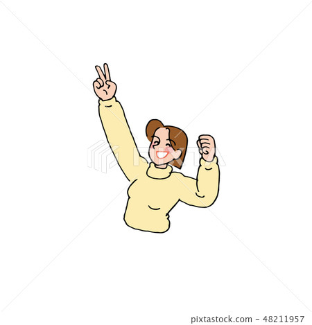 Peace sign lady - Stock Illustration [48211957] - PIXTA