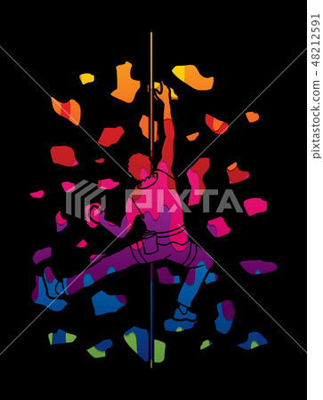 Man climbing on the wall , Hiking indoor graphic 48212591