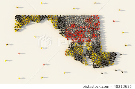 Large group of people forming Maryland flag map in The United St 48213655