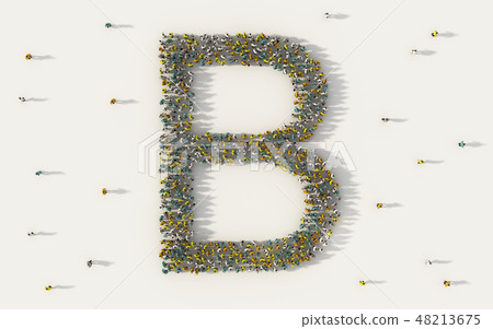 Large group of people forming letter B, capital English alphabet 48213675