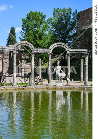 Hadrian's Villa (Villa Adriana) The statue on the bank of the Canopus [Tivoli, Italy] 48213816