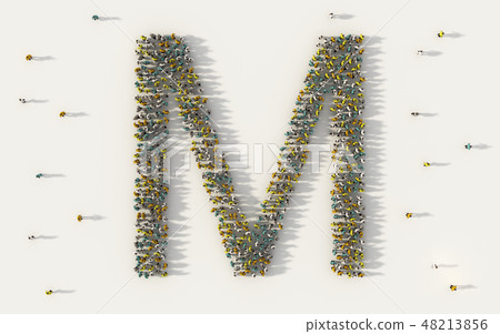 Large group of people forming letter M, capital English alphabet 48213856