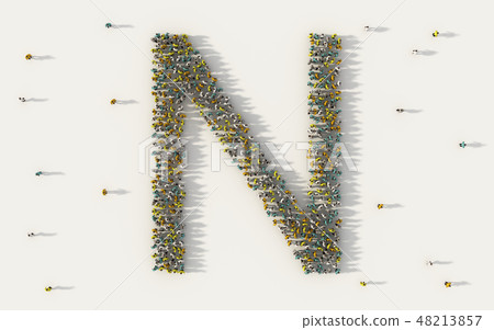 Large group of people forming letter N, capital English alphabet 48213857