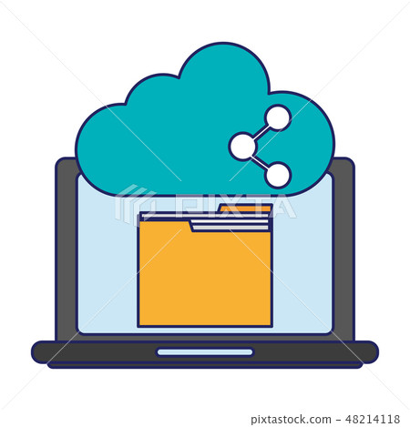 laptop with folder and cloud computing laptop with folder and cloud computing 48214118