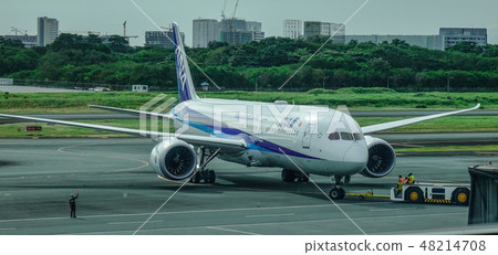 Passenger airplane at Manila Airport, Philippines 48214708