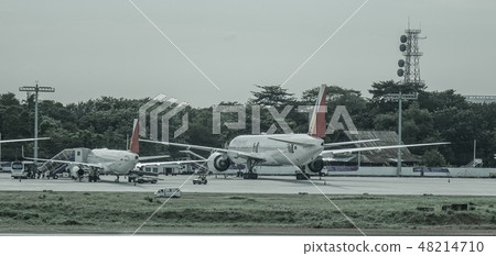 Passenger airplane at Manila Airport, Philippines 48214710