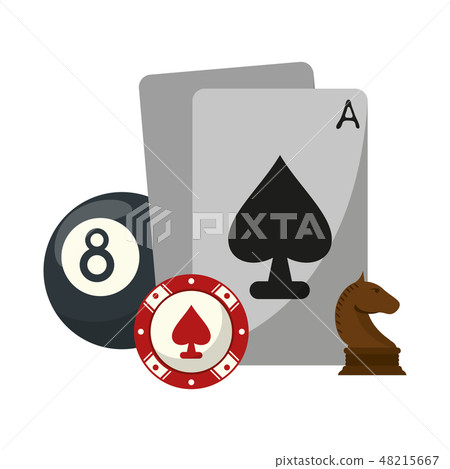 Casino cars chip and pool ball with chess piece 48215667