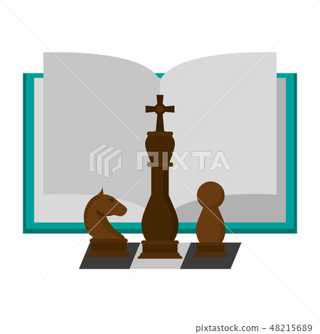 Book open with chess pieces 48215689