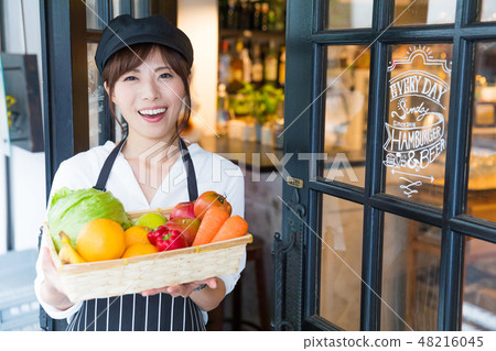 Cafe cafe bar restaurant young lady 48216045