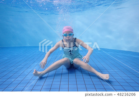 Girls playing in the pool Girls playing in the pool 48216206