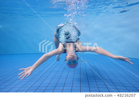 Girls playing in the pool Girls playing in the pool 48216207