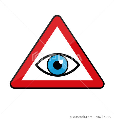 blue eye in a warning sign icon 48216929