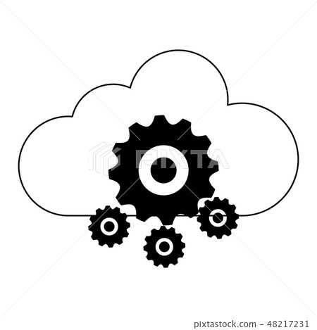 cloud computing and gears black and white cloud computing and gears black and white 48217231