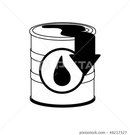 oil barrel price down black and white 48217327