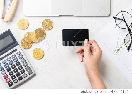 Women's credit system Action support Electronic support Smartphone card payment mockup card payment 48217395