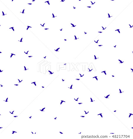 Seamless pattern blue birds silhouette flying 48217704