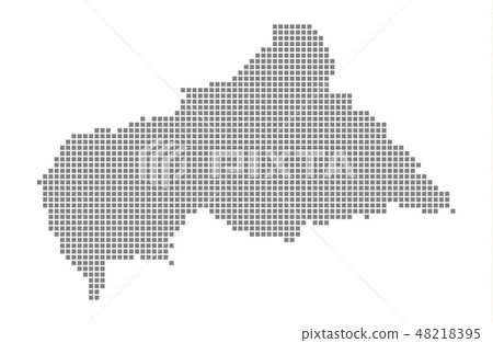 Pixel map. Vector dotted map. - Stock Illustration [48218395] - PIXTA