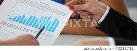 Group of people hold in arms financial papers 48218711