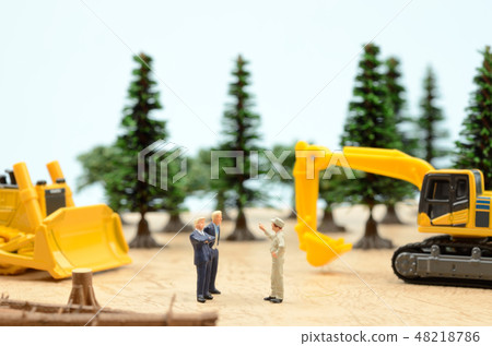 Construction machinery and people Construction machinery and people 48218786