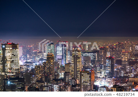 "Tokyo Metropolitan area" rainy · Night view of Tokyo wrapped in mist "towards Minato Ward" "Tokyo Metropolitan area" rainy · Night view of Tokyo wrapped in mist "towards Minato Ward" 48219734