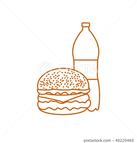 Burger and bottle of soda water 48220468