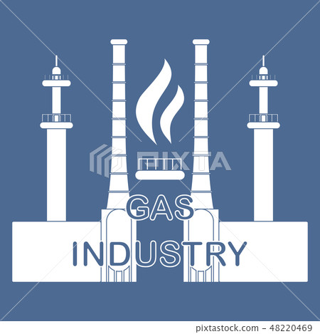 Gas processing plantGas burner with flame. Gas processing plantGas burner with flame. 48220469