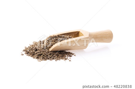 Cumin seeds on white background Cumin seeds on white background 48220838