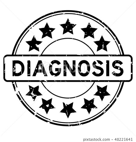 Grunge black diagnosis word round rubber stamp 48221641