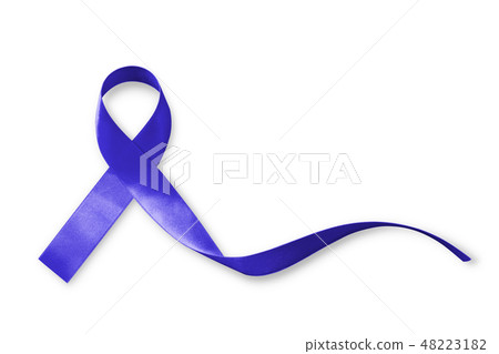 Dark blue ribbon for raising awareness isolated 48223182