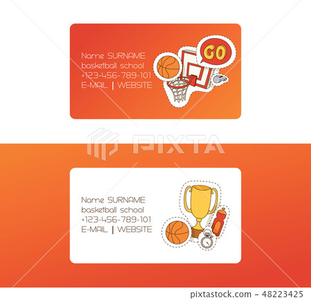 Basketball vector sport basket-ball business card with net hoop on basketball-court illustration Basketball vector sport basket-ball business card with net hoop on basketball-court illustration 48223425