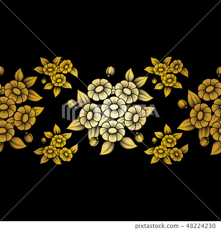 Seamless gold flowers brush Seamless gold flowers brush 48224230