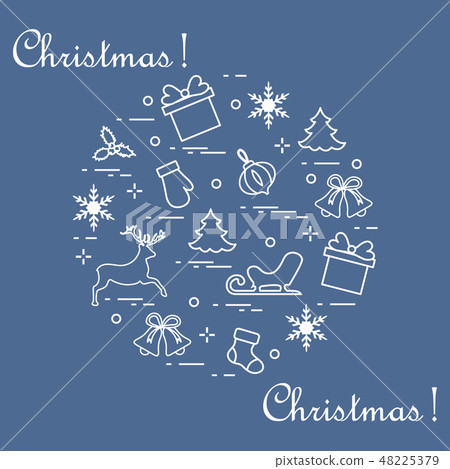 New Year and Christmas symbols arranged in a 48225379