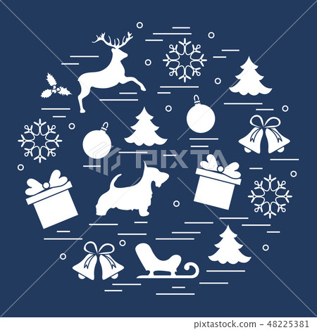 Different new year and christmas symbols Winter 48225381