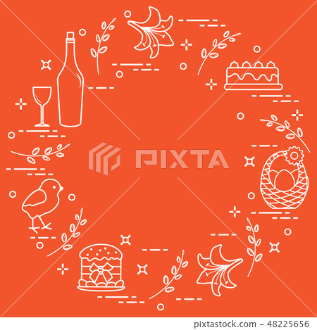 Different Easter symbols arranged in a circle: 48225656