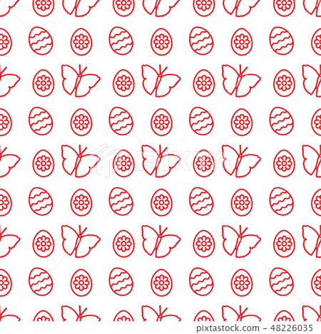 Seamless pattern with Easter eggs, butterflies 48226035