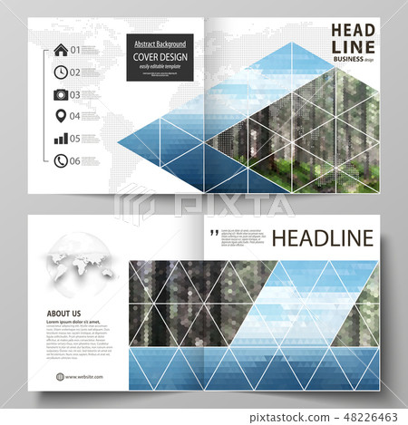 Templates for square design bi fold brochure, flyer. Leaflet cover, vector layout. Colorful 48226463