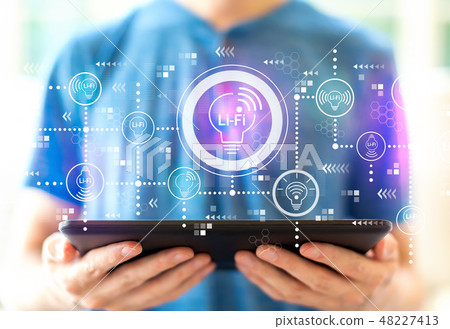 LiFi theme with man using a tablet 48227413
