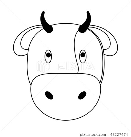 cow animal head cartoon black and white 48227474