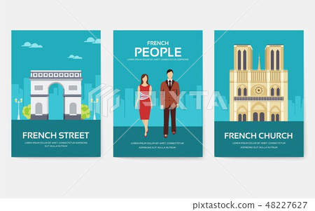 Set of France country ornament travel tour concept. Monument traditional, magazine, book, poster 48227627