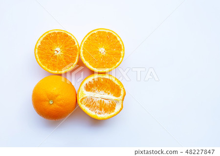 High vitamin C. Fresh orange citrus fruit on white 48227847
