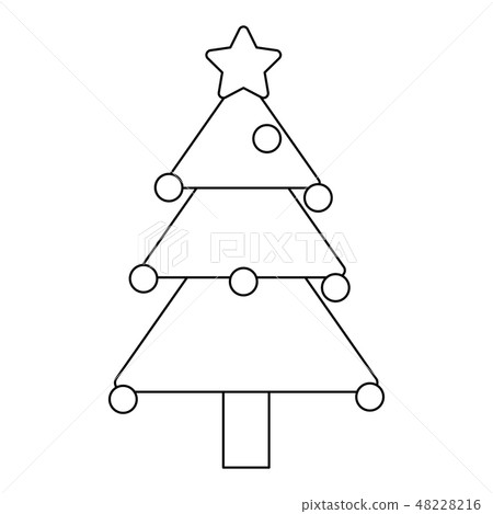 christmas tree with star and balls black and white - Stock Illustration ...